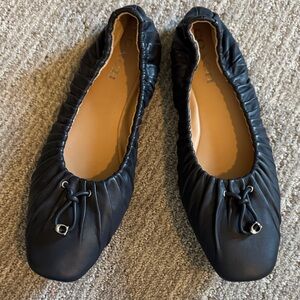 Coach Eleanor leather dark navy Flats